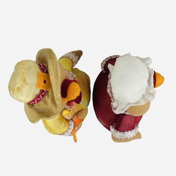 Thanksgiving Turkey Plush Pair Decor Girl & Boy Autumn Fall Pilgrim Set Leaves - Picture 5 of 12